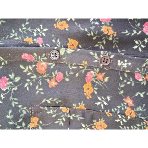 Pleione Womens Small Blouse 3/4 Sleeve Multi-color Floral Round Neck Polyester - Picture 4 of 14